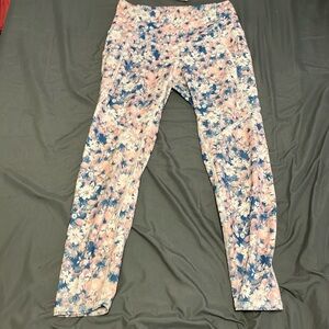 Evolution and Creation white pink and blue flowered leggings